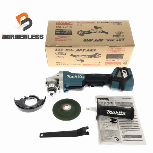 ☆未使用品☆ makita マキタ 18V 100mm 充電式ディスクグラインダー GA418DZ 青/ブルー 本体+パーツ ※外箱にキズ137307 - 1