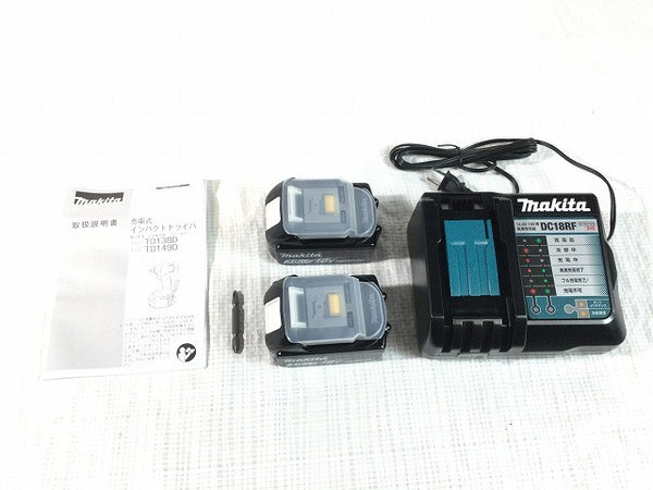 ☆未使用品☆ makita マキタ 18V 充電式インパクトドライバ TD149DRFX 青/ブルー バッテリー2個(18V 3.0Ah)充電器+ケー133609 - 9