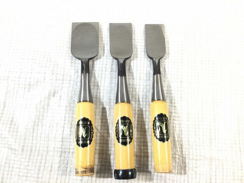 ☆未使用品☆狐 キツネ 追入10本組 鑿 グミ柄 組鑿 のみ ノミ 大工道具 宮大工133798 - 0
