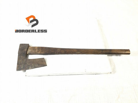 ☆中古品☆梅弘 手斧 全長約640mm 刃長さ約155mm ちょうな チョウナ 手打ち斧 薪割りまさかり マサカリ 鉞 オノ おの 大工道具132491