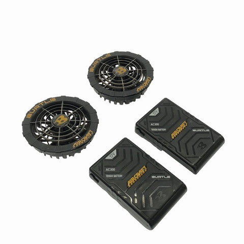 ☆中古品セット☆ BURTLE バートル 17V エアクラフトバッテリー AC300×2 ファンユニット AC310/311 黒 ファン/充電ケーブル117383 - 0
