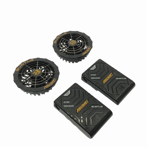 ☆中古品セット☆ BURTLE バートル 17V エアクラフトバッテリー AC300×2 ファンユニット AC310/311 黒 ファン/充電ケーブル117383 - 2