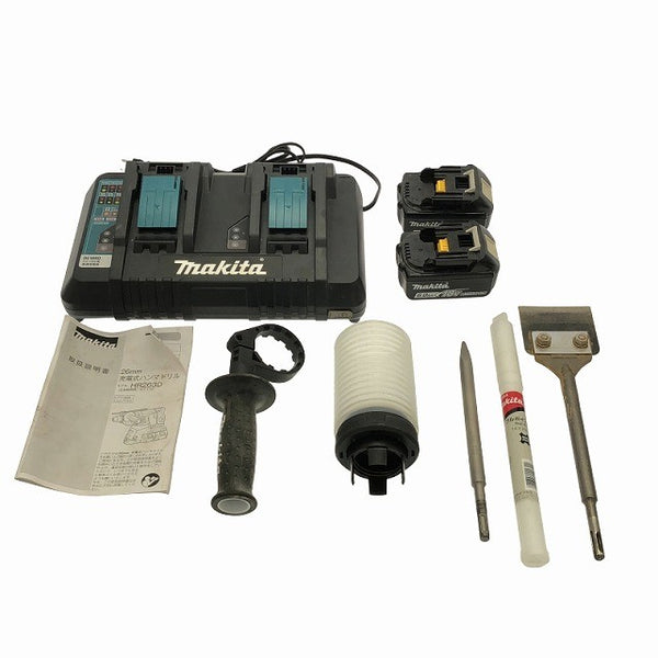 ☆中古品☆makita マキタ 18V×2＝36V 26mm 充電式ハンマドリル HR263DPG2 バッテリ2個(18V6.0Ah) 充電器 ケース付118779 - 10
