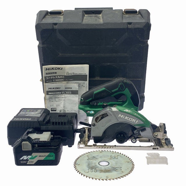 ☆中古品☆ HIKOKI ハイコーキ 36V 147mm コードレス丸のこ C3605DC 本体+マルチボルトバッテリー1個(2.5Ah)+充電器+ケース130915 - 3