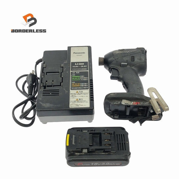 ☆中古品☆Panasonic パナソニック 14.4V/18V 充電インパクトドライバー EZ75A7 バッテリ1個(18V 3.0Ah) 充電器付 充電式117986 - 1