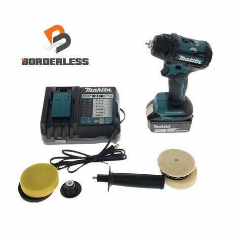 ☆極美品☆ makita マキタ 18V 充電式サンダポリッシャ PV300DRG 青/ブルーバッテリー1個(5.0Ah)充電器+パーツ 研削 研磨機