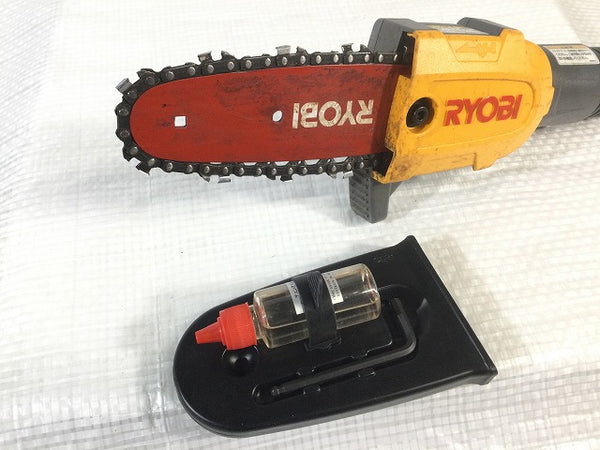 ☆中古品☆ RYOBI リョービ 18V 充電式ポールチェンソー BPCS-1800 バッテリー1個 充電器 枝切 アルミパイプ 剪定 切断長150ｍｍ - 6