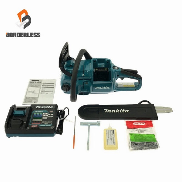 ☆未使用品☆makita マキタ 40VMax 350mm 充電式チェンソー MUC022GRU バッテリー1個(40V 4.0AH) 充電器 薄刃80TXL バッテリー式 - 1