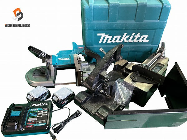 ☆美品☆makita マキタ 40Vmax 充電式ポータブルハンドソー PB001GRDX バッテリー2個 充電器 ポータブルバンドソー用スタンド付 - 1