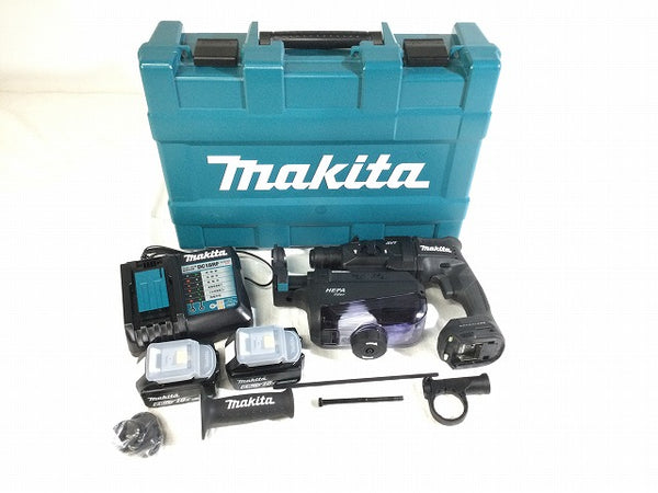 ☆未使用品☆makita マキタ 18V 18mm 充電式ハンマドリル HR182DGXVB 黒 バッテリ2個(6.0Ah) 充電器 集じんシステム ケース付 - 4