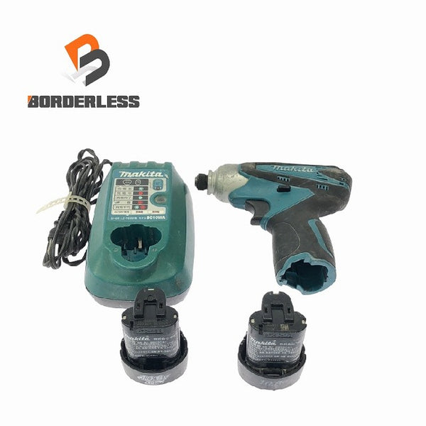 ☆中古品☆makita マキタ 10.8V 充電式インパクトドライバー TD090D 青 バッテリ2個(1.3Ah) 充電器付 コードレス バッテリー式 - 1