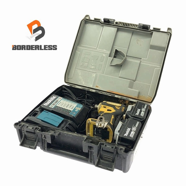 ☆中古品☆ makita マキタ 18V 充電式インパクトドライバ TD172DGXFY 黄 バッテリー2個(18V 6.0Ah) 充電器 ケース付 - 1