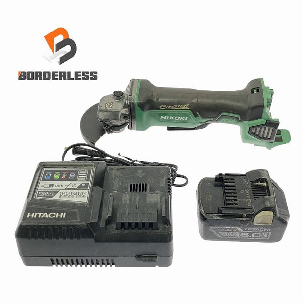 ☆中古品☆HiKOKI ハイコーキ 18V 100mm コードレスディスクグラインダー G18DBBAL バッテリ1個(6.0Ah) 充電器付 充電式 - 1