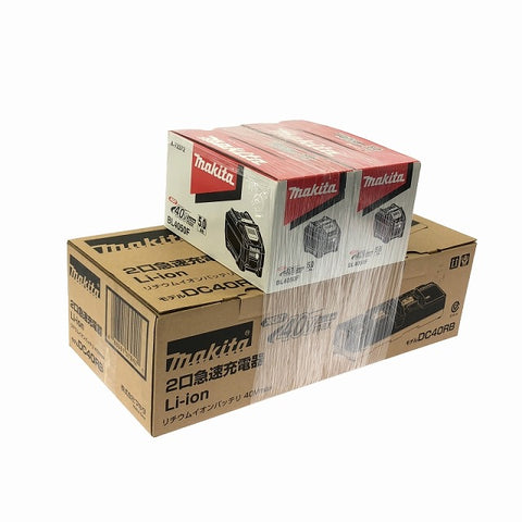 ☆未使用品 3点セット☆makita マキタ 40Vmax 5.0Ah 純正リチウムイオンバッテリー BL4050F 2個 2口急速充電器 DC40RB - 0