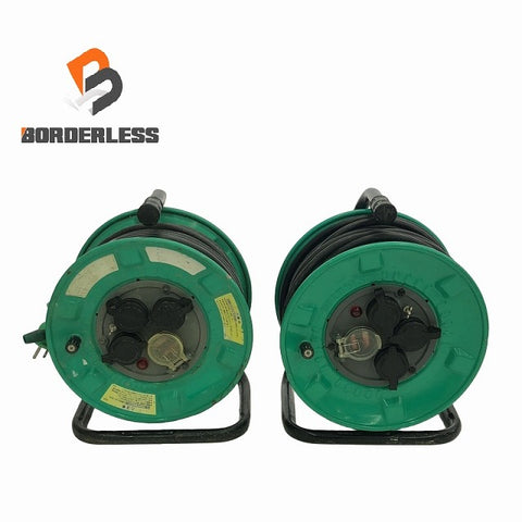 ☆比較的綺麗2点セット☆NICHIDO 日動工業 100V 屋外型電工ドラム RPW-EK33-2×1 型番不明×1 漏電ブレーカー付 コードリール