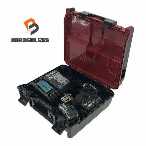 ☆中古品☆makita マキタ 18V 充電式インパクトドライバー TD172D 黒 バッテリ2個(18V6.0Ah) 充電器 ケース付 コードレス - 1