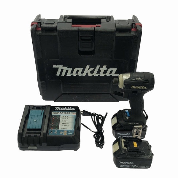 ☆中古品☆makita マキタ 18V 充電式インパクトドライバー TD172D 黒 バッテリ2個(18V6.0Ah) 充電器 ケース付 コードレス - 4