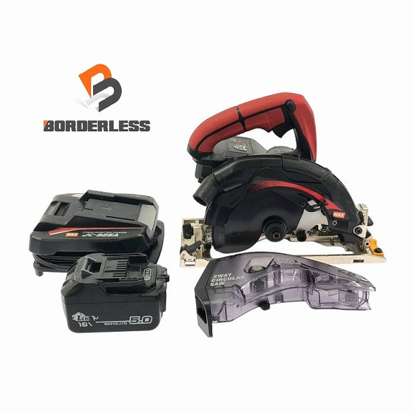 ☆中古品☆MAX マックス 18V 165mm 防じん兼用 充電式丸のこ PJ-CS61CDP バッテリ1個(5.0Ah) 充電器付 コードレス丸のこ マルノコ - 1