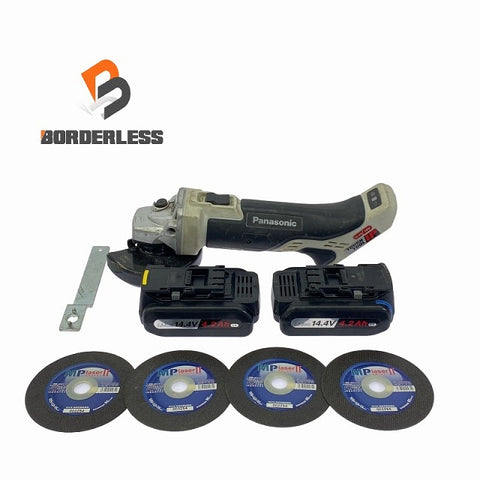 ☆中古品☆Panasonic パナソニック 14.4V/18V 充電式ディスクグラインダー100 EZ46A1 バッテリ2個(14.4V 4.2Ah) 切断砥石4枚付