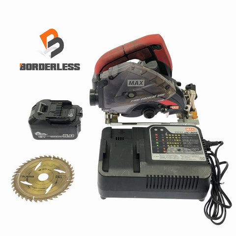 ☆比較的綺麗です☆MAX マックス 18V 防じん兼用丸のこ PJ-CS53CDP バッテリー(18V 5.0Ah) 充電器付き 電動工具