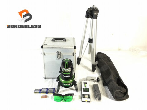 ☆比較的綺麗☆makita マキタ 屋内・屋外兼用墨出し器 ダイレクトグリーン SK311GX 受光機(LDG-2) 三脚付 グリーンレーザー墨出し器