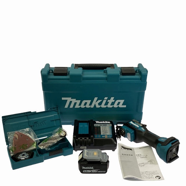 ☆極美品☆makita マキタ 18V 充電式マルチツール TM52DRG バッテリ1個(18V6.0Ah) 充電器 ケース付 コードレス カットソー - 4