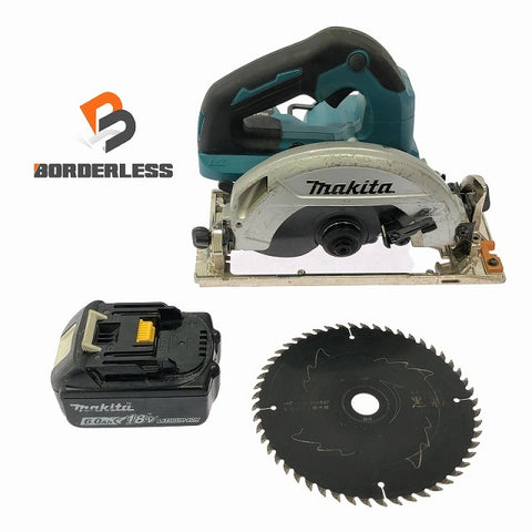 ☆中古品☆ makita マキタ 18V 165mm 充電式丸のこ HS610D 青/ブルー 本体+バッテリー1個(6.0Ah)+刃 マルノコ/丸鋸/丸ノコ