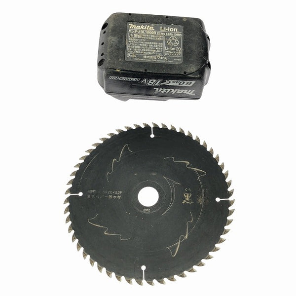 ☆中古品☆ makita マキタ 18V 165mm 充電式丸のこ HS610D 青/ブルー 本体+バッテリー1個(6.0Ah)+刃 マルノコ/丸鋸/丸ノコ - 10
