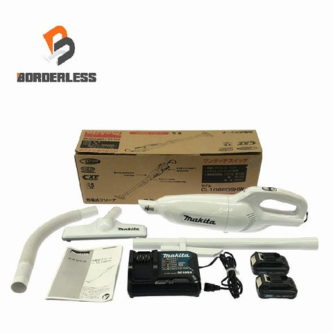 ☆比較的綺麗☆makita マキタ 10.8V 充電式クリーナー CL108FDSHW バッテリ(10.8V1.5Ah)2個 充電器 ノズル付き