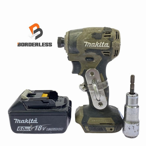 ☆中古品☆ makita マキタ 18V 充電式インパクトドライバ TD173D オリーブ 本体+バッテリー1個(18V 6.0Ah)+ソケット