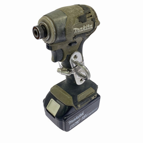 ☆中古品☆ makita マキタ 18V 充電式インパクトドライバ TD173D オリーブ 本体+バッテリー1個(18V 6.0Ah)+ソケット - 0
