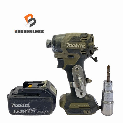☆中古品☆ makita マキタ 18V 充電式インパクトドライバ TD173D オリーブ 本体+バッテリー1個(18V 6.0Ah)+ソケット