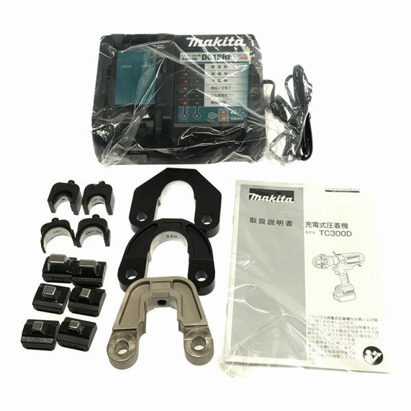☆未使用品☆makita マキタ 18V 充電式圧着機 TC300DRG バッテリー1個(6.0Ah) 充電器+ダイス+ケース コードレス 油圧式 圧着工具 - 3