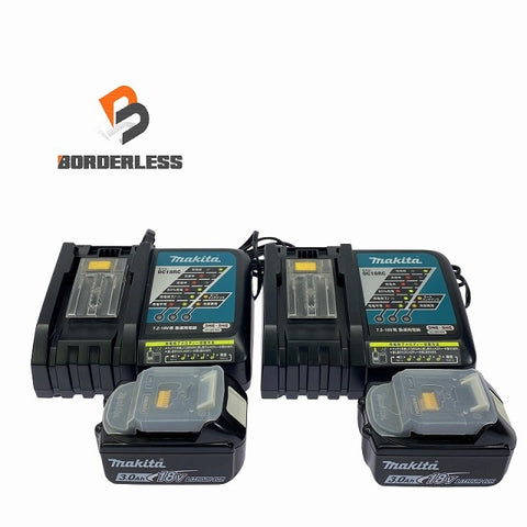 ☆中古美品セット☆makita マキタ 18V 3.0Ah 純正 リチウムイオンバッテリー BL1830B(2個) 充電器2台 リチウムイオン電池 残量表示