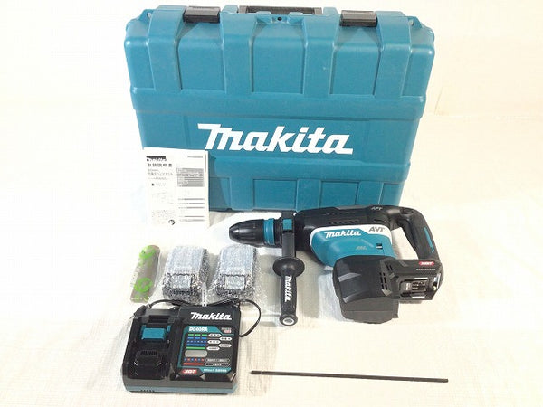 ☆未使用品☆makita マキタ 40Vmax 40mm 充電式ハンマドリル HR005GRMX 青/ブルー バッテリー2個(40Vmax 4.0Ah)充電器+ケース - 4