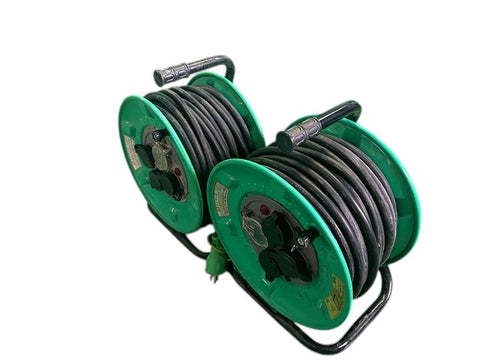 ☆比較的綺麗2点セット☆NICHIDO 日動工業 100V 屋外型電工ドラム RPW-EK33-2×2個 漏電ブレーカー付 コードリール - 0