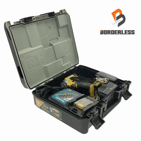 ☆中古品☆makita マキタ 18V 充電式インパクトドライバ TD173DGXFY 黄 バッテリー2個(18V 6.0Ah) 充電器(DC18RC) ビット付き - 0