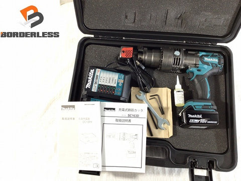 ☆未使用品☆ makita マキタ 18V 充電式鉄筋カッタ SC163DRG 青/ブルー バッテリー1個(6.0Ah)充電器+パーツ+ケース