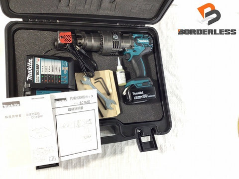 ☆未使用品☆ makita マキタ 18V 充電式鉄筋カッタ SC163DRG 青/ブルー バッテリー1個(6.0Ah)充電器+パーツ+ケース - 0