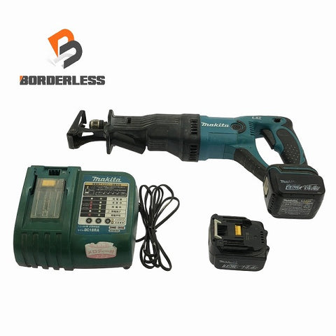 ☆中古品☆makita マキタ 14.4V 充電式レシプロソー JR141D バッテリ2個(3.0Ah6.0Ah) 充電器付 コードレス セーバソー セーバーソー