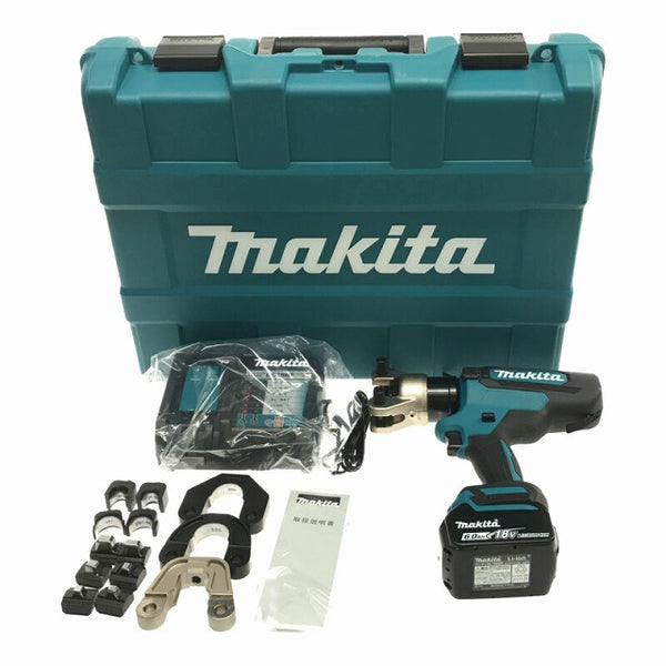 ☆未使用品☆makita マキタ 18V 充電式圧着機 TC300DRG バッテリ1個(6.0Ah) 充電器+ダイス+ケース付 コードレス 油圧式 圧着工具 - 4