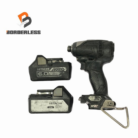 ☆中古品☆HITACHI 日立工機 18V コードレスインパクトドライバー WH18DDL 黒 バッテリ2個(6.0Ah3.0AH)付 充電式 バッテリー式