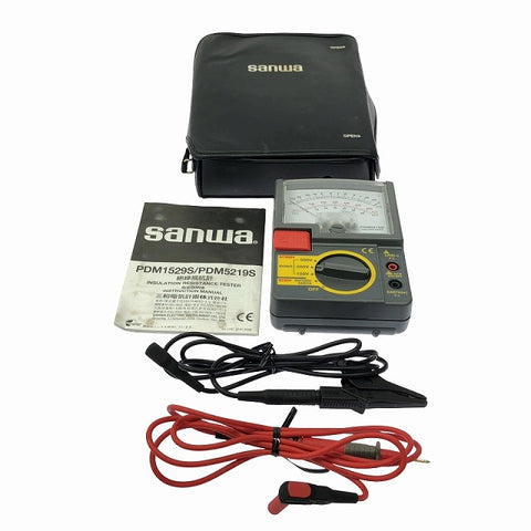 ☆中古品☆sanwa サンワ 三和電気計器 アナログ絶縁抵抗計 PDM5219S 定格電圧3レンジ式 軽量設計 アナログメガー - 0