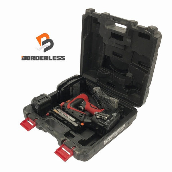 ☆中古品☆MAX マックス 18V 35mm 充電式ピンネイラ TJ-35P4 バッテリ2個(18V5.0Ah) 充電器 ケース付 コードレス ピン釘打機 - 1