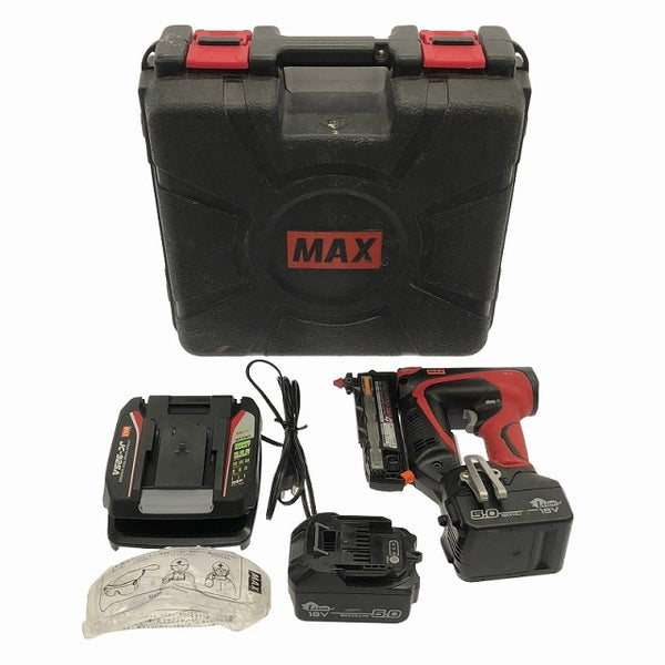 ☆中古品☆MAX マックス 18V 35mm 充電式ピンネイラ TJ-35P4 バッテリ2個(18V5.0Ah) 充電器 ケース付 コードレス ピン釘打機 - 4