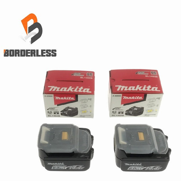 ☆未使用品 2個セット☆makita マキタ 14.4V 6.0Ah 純正リチウムイオンバッテリー BL1460B バッテリー残量確認 雪マーク - 1