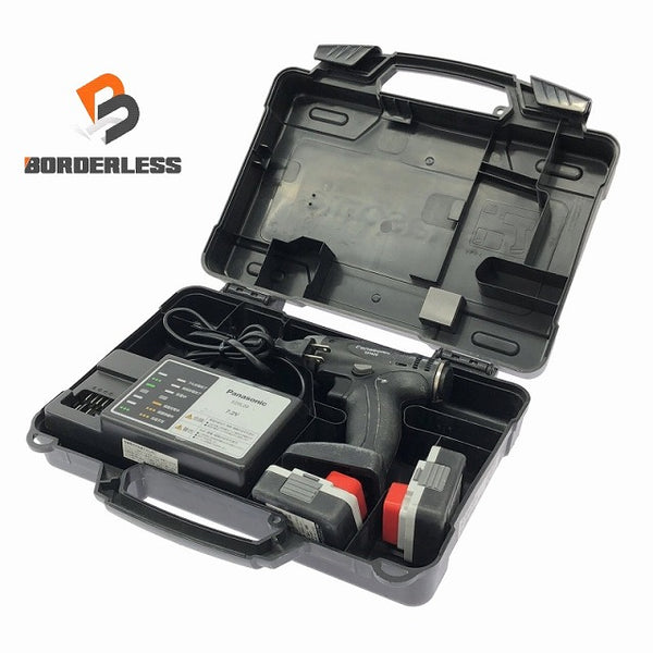☆中古品☆Panasonic パナソニック 7.2V 充電ドリルドライバー EZ7420LA2S-B バッテリ2個(1.5Ah)充電器付 ネジ締め 穴あけ DIY - 1