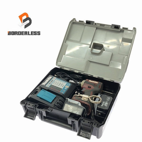 ☆中古品☆makita マキタ 14.4V 充電式インパクトドライバ TD161DGXAR 赤/レッド バッテリー2個(14.4V 6.0Ah) 充電器 ケース付