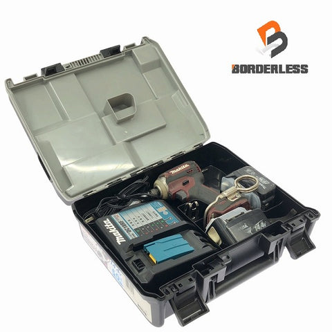 ☆中古品☆makita マキタ 14.4V 充電式インパクトドライバ TD161DGXAR 赤/レッド バッテリー2個(14.4V 6.0Ah) 充電器 ケース付 - 0