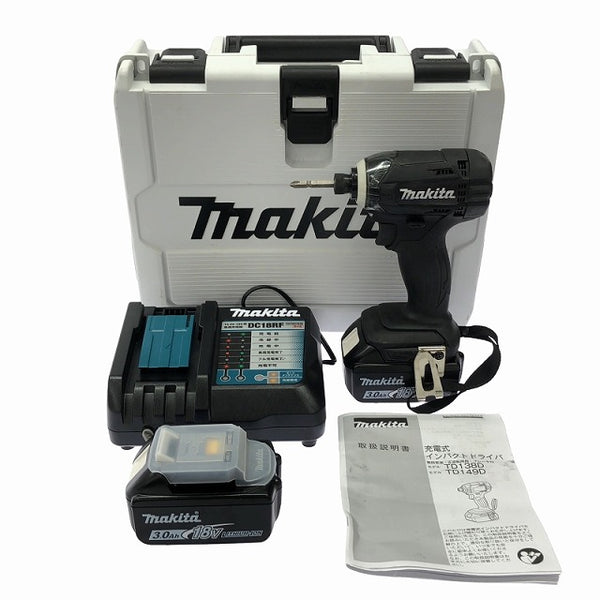 ☆中古美品☆makita マキタ 18V 充電式インパクトドライバー TD149DRFXB 黒/ブラック バッテリー2個(18V 3.0Ah)充電器+ケース - 4